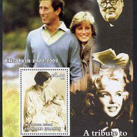 West Swan Island (Falkland Islands) 2002 A Tribute to the Woman of the Century #4 Queen Mother perf souvenir sheet unmounted mint (Also shows Charles, Diana, Churchill & Marilyn)