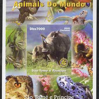 St Thomas & Prince Islands 2005 Animals of the World - Rhinoceros imperf s/sheet with Rotary Logo unmounted mint