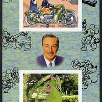 Somalia 2004 75th Birthday of Mickey Mouse #21 - Motorcycle & Dragon imperf sheetlet containing 2 values plus label, unmounted mint