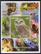 St Thomas & Prince Islands 2005 Animals of the World - Owl imperf s/sheet with Lions International Logo unmounted mint