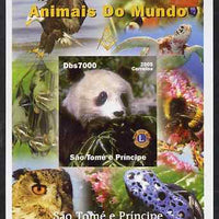 St Thomas & Prince Islands 2005 Animals of the World - Panda imperf s/sheet with Lions International Logo unmounted mint. Note this item is privately produced and is offered purely on its thematic appeal