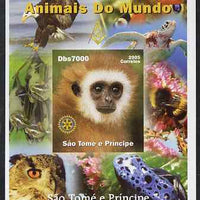 St Thomas & Prince Islands 2005 Animals of the World - Monkey imperf s/sheet with Rotary Logo unmounted mint. Note this item is privately produced and is offered purely on its thematic appeal