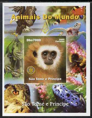 St Thomas & Prince Islands 2005 Animals of the World - Monkey imperf s/sheet with Rotary Logo unmounted mint. Note this item is privately produced and is offered purely on its thematic appeal