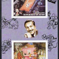 Benin 2004 75th Birthday of Mickey Mouse - Pinocchio & Jazz Band imperf sheetlet containing 2 values plus label, unmounted mint