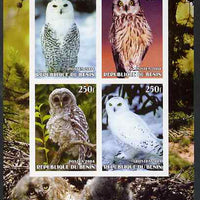 Benin 2004 Owls #1 imperf sheetlet containing 4 values unmounted mint. Note this item is privately produced and is offered purely on its thematic appeal