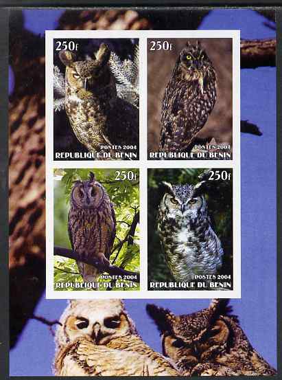 Benin 2004 Owls #2 imperf sheetlet containing 4 values unmounted mint