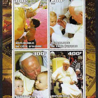 Ivory Coast 2003 Pope John Paul II - 25th Anniversary of Pontificate #5 perf sheetlet containing 4 values unmounted mint