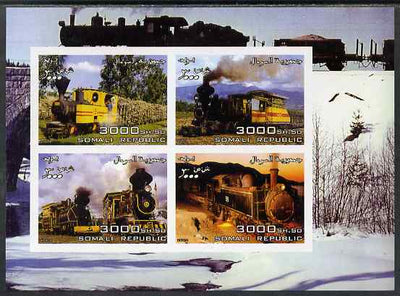 Somalia 2004 Steam Locos imperf sheetlet containing 4 values,unmounted mint. Note this item is privately produced and is offered purely on its thematic appeal