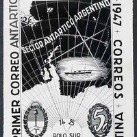 Argentine Republic 1947 43rd Anniversary of Antarctic Mail black and white photographic essay of 5c stamp size 80 mm x 108 mm as issued stamp but wording re-arranged