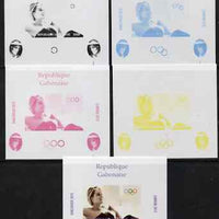 Gabon 2009 Olympic Games - Princess Diana #01 individual deluxe sheet - the set of 5 imperf progressive proofs comprising the 4 individual colours plus all 4-colour composite, unmounted mint