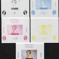 Gabon 2009 Olympic Games - Princess Diana #02 individual deluxe sheet - the set of 5 imperf progressive proofs comprising the 4 individual colours plus all 4-colour composite, unmounted mint