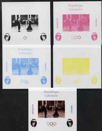 Gabon 2009 Olympic Games - Princess Diana #03 individual deluxe sheet - the set of 5 imperf progressive proofs comprising the 4 individual colours plus all 4-colour composite, unmounted mint