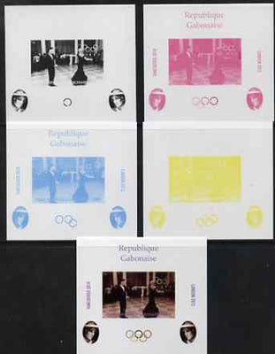 Gabon 2009 Olympic Games - Princess Diana #03 individual deluxe sheet - the set of 5 imperf progressive proofs comprising the 4 individual colours plus all 4-colour composite, unmounted mint