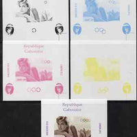 Gabon 2009 Olympic Games - Princess Diana #04 individual deluxe sheet - the set of 5 imperf progressive proofs comprising the 4 individual colours plus all 4-colour composite, unmounted mint