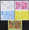 Benin 2009 Olympic Games - Disney's Winnie the Pooh #01 sheetlet containing 4 values - the set of 5 imperf progressive proofs comprising the 4 individual colours plus all 4-colour composite, unmounted mint