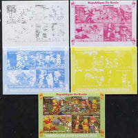 Benin 2009 Olympic Games - Disney's Winnie the Pooh #01 sheetlet containing 4 values - the set of 5 imperf progressive proofs comprising the 4 individual colours plus all 4-colour composite, unmounted mint