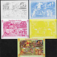 Benin 2009 Olympic Games - Disney's Winnie the Pooh #02 sheetlet containing 4 values - the set of 5 imperf progressive proofs comprising the 4 individual colours plus all 4-colour composite, unmounted mint