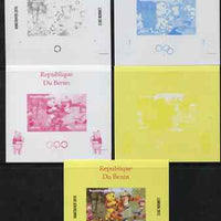 Benin 2009 Olympic Games - Disney's Winnie the Pooh #01 individual deluxe sheet - the set of 5 imperf progressive proofs comprising the 4 individual colours plus all 4-colour composite, unmounted mint