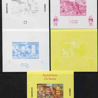 Benin 2009 Olympic Games - Disney's Winnie the Pooh #02 individual deluxe sheet - the set of 5 imperf progressive proofs comprising the 4 individual colours plus all 4-colour composite, unmounted mint