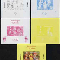 Benin 2009 Olympic Games - Disney's Winnie the Pooh #04 individual deluxe sheet - the set of 5 imperf progressive proofs comprising the 4 individual colours plus all 4-colour composite, unmounted mint