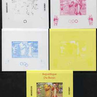 Benin 2009 Olympic Games - Disney's Winnie the Pooh #08 individual deluxe sheet - the set of 5 imperf progressive proofs comprising the 4 individual colours plus all 4-colour composite, unmounted mint