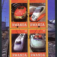 Rwanda 2009 High Speed Trains #1 perf sheetlet containing 4 values cto used