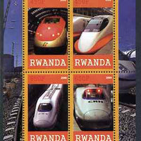 Rwanda 2009 High Speed Trains #1 perf sheetlet containing 4 values unmounted mint