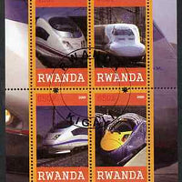 Rwanda 2009 High Speed Trains #2 perf sheetlet containing 4 values cto used