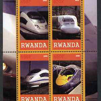 Rwanda 2009 High Speed Trains #2 perf sheetlet containing 4 values unmounted mint