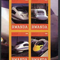 Rwanda 2009 High Speed Trains #2 imperf sheetlet containing 4 values unmounted mint