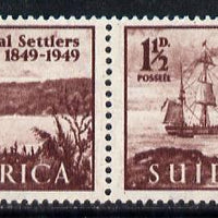 South Africa 1949 Arrival of British Settlers to Natal se-tenant bi-lingual pair unmounted mint, SG 127