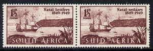 South Africa 1949 Arrival of British Settlers to Natal se-tenant bi-lingual pair unmounted mint, SG 127