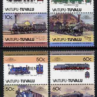 Tuvalu - Vaitupu 1985 Locomotives #1 (Leaders of the World) set of 8 opt'd SPECIMEN unmounted mint