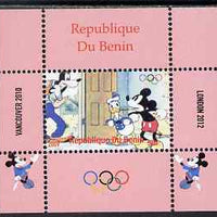 Benin 2009 Olympic Games - Disney Characters #01 individual perf deluxe sheet unmounted mint. Note this item is privately produced and is offered purely on its thematic appeal