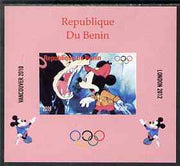 Benin 2009 Olympic Games - Disney Characters #03 individual imperf deluxe sheet unmounted mint. Note this item is privately produced and is offered purely on its thematic appeal