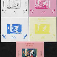 Benin 2009 Olympic Games - Disney Characters #09 individual deluxe sheet - the set of 5 imperf progressive proofs comprising the 4 individual colours plus all 4-colour composite, unmounted mint