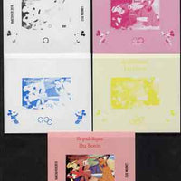 Benin 2009 Olympic Games - Disney Characters #11 individual deluxe sheet - the set of 5 imperf progressive proofs comprising the 4 individual colours plus all 4-colour composite, unmounted mint