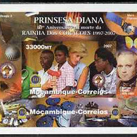 Mozambique 2007 Princess Diana - 10th Death Anniversary #03 individual imperf deluxe sheet unmounted mint. Note this item is privately produced and is offered purely on its thematic appeal (background shows Darwin, Scouts, Butterf……Details Below