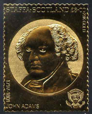 Staffa 1982 US Presidents £8 John Adams embossed in 22k gold foil from a limited printing unmounted mint