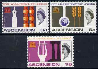 Ascension 1967 UNESCO set of 3 unmounted mint, SG 107-9