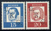 Cinderella - Germany 1963 DRG Day of Astrophilatelie 15pf & 20pf each with DRG Perfins, umounted mint