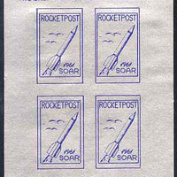 Cinderella - United States 1961 SOAR Rocket Missile Mail sheetlet containing 4 imperf labels, umounted mint