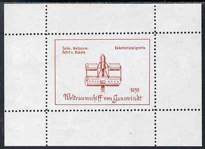 Cinderella - Germany perforated Rocket Post sheetlet unmounted mint