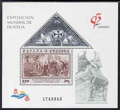 Spain 1992 Grenada '92 Stamp Exhibition perf m/sheet unmounted mint SG MS 3174