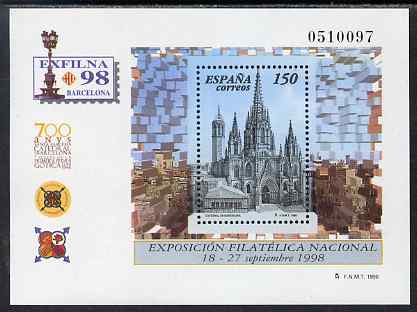 Spain 1998 Exfilna '98 Stamp Exhibition perf m/sheet unmounted mint SG MS 3490