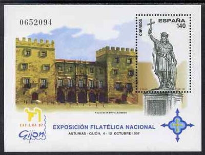 Spain 1997 Exfilna '97 Stamp Exhibition perf m/sheet unmounted mint SG MS 3451