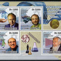 St Thomas & Prince Islands 2009 Jewish Nobel Prize Winners perf sheetlet containing 4 values unmounted mint