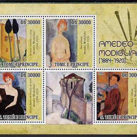 St Thomas & Prince Islands 2009 Amedeo Modigliani perf sheetlet containing 4 values unmounted mint
