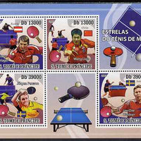 St Thomas & Prince Islands 2009 Table Tennis Stars perf sheetlet containing 4 values unmounted mint