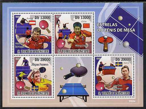 St Thomas & Prince Islands 2009 Table Tennis Stars perf sheetlet containing 4 values unmounted mint
